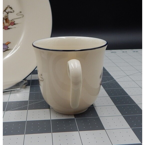 Lenox Special Children's Plate & Cup Set Silver Edge Porcelain Hobby Horse USA - Picture 4 of 8